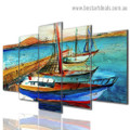 Ship in Harbor Landscape Contemporary Artwork Photo Canvas Print for Room Wall Adornment