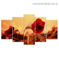 Poppies Flower Botanical Modern Artwork Picture Canvas Print for Room Wall Garniture