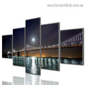 City Night Bridge Landscape Modern Artwork Photo Canvas Print for Room Wall Adornment