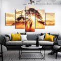 Sunset Tree Botanical Landscape Modern Artwork Picture Canvas Print for Room Wall Garniture