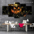 Haunted Pumpkin Botanical Modern Artwork Image Canvas Print for Room Wall Ornament