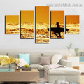 Surfing Wave Seascape Figure Modern Artwork Photo Canvas Print for Room Wall Adornment