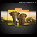 Loxodonta Animal Landscape Painting Image Split Canvas Print