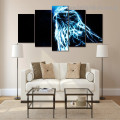 Glowing Eagle Bird Modern Artwork 5 Panel Split Canvas Print for Room Wall Garniture