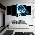 Glowing Eagle Bird Modern Artwork 5 Panel Split Canvas Print for Room Wall Adornment