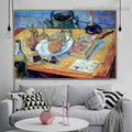 Still Life with Drawing Board Pipe Onions and Sealing Wax Impressionism Artwork Picture Canvas Print for Room Wall Garniture
