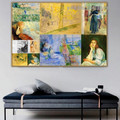 Cassatt and Morisot Collage III Impressionism Old Famous Master Artist Artwork Image Reproduction Canvas Print for Room Wall Hanging