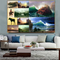 Albert Bierstadt Collage III Romanticism Old Famous Master Artist Artwork Picture Reproduction Canvas Print Room for Wall Ornament