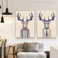 Formal Deer's Modern Animal Picture Print for Living Room Wall Adornment