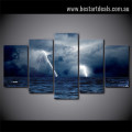 Lightning Storm Seascape Nature Smudge Image Large Canvas Print