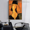 Head of a Woman Amedeo Clemente Modigliani Figure Expressionism Reproduction Portrait Picture Canvas Print for Room Wall Adornment