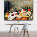 Curtain Jug and Fruit Paul Cézanne Still Life Impressionism Reproduction Artwork Painting Canvas Print for Room Wall Decoration