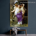 Leveil Heart William Adolphe Bouguereau Figure Realism Reproduction Portrait Picture Canvas Print for Room Wall Ornament