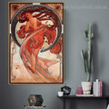Alphonse Mucha Dance Vintage Typography Figure Advertisement Retro Poster Artwork Portrait Canvas Print for Room Wall Ornament