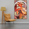 Flower Alphonse Mucha Vintage Botanical Figure Retro Advertisement Artwork Image Canvas Print for Room Wall Garniture