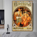 Heidsieck Alphonse Mucha Vintage Figure Retro Reproduction Advertisement Artwork Image Canvas Print for Room Wall Adornment