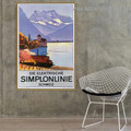 Plakat Simplonlinie Montreux 1928 Vintage Landscape Travel Advertisement Retro Poster Artwork Image Canvas Print for Room Wall Drape