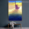 Statue of Liberty Architecture Vintage Advertise Retro Poster Artwork Painting Canvas Print for Room Wall Decoration