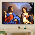 Jesus and The Samaritan Woman at the Well Guercino Botanical Figure Landscape Baroque Reproduction Artwork Painting Canvas Print for Room Wall Decoration