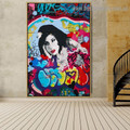 Red Lip Girl Abstract Figure Graffiti Artwork Picture Canvas Print for Room Wall Garniture