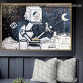 Robot Illustration Abstract Figure Graffiti Artwork Image Canvas Print for Room Wall Ornament