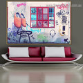 Red Window Abstract Typography Graffiti Portrait Photo Canvas Print for Room Wall Garniture