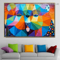 Colorful Panda Face Illustration Abstract Graffiti Artwork Photo Canvas Print for Room Wall Garniture