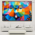 Colorful Panda Face Illustration Abstract Graffiti Artwork Painting Canvas Print for Room Wall Décor