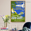 Sea Cliff Botanical Landscape Vintage Retro Advertisement Artwork Picture Canvas Print for Room Wall Decoration