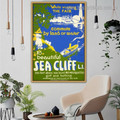 Sea Cliff Botanical Landscape Vintage Retro Advertisement Artwork Photo Canvas Print for Room Wall Ornament