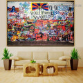 Wall Free World Abstract Figure Typography Graffiti Artwork Picture Canvas Print for Room Wall Garniture
