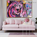 Colorful Bear Animal Typography Graffiti Portrait Image Canvas Print for Room Wall Decoration