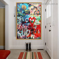 Multicolored Wall Abstract Typography Graffiti Artwork Image Canvas Print for Room Wall Drape