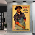 We'll finish the Job Vintage Figure Reproduction Advertisement Poster Artwork Image Canvas Print for Room Wall Decoration