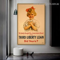 Third Liberty Loan Figure Retro Vintage Advertisement Artwork Picture Canvas Print for Room Wall Adornment