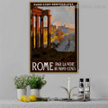 Ruins of Rome City Travel Retro Vintage Advertisement Portrait Image Canvas Print for Room Wall Garniture