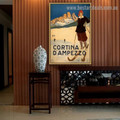 Cortina D'ampezzo Figure Landscape Advertisement Poster Artwork Image Canvas Print for Room Wall Adornment