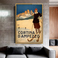 Cortina D'ampezzo Figure Landscape Advertisement Poster Artwork Picture Canvas Print for Room Wall Decoration