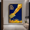 Every Dollar Spent in Canada Vintage Figure Landscape Retro Advertisement Artwork Image Canvas Print for Room Wall Garniture