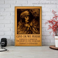 Give or We Perish Vintage Figure Retro Advertisement Portrait Image Canvas Print for Room Wall Adornment