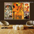 Alphonse Mucha Collage X Vintage Botanical Figure Advertisement Poster Artwork Portrait Canvas Print for Room Wall Garnish