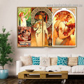 Alphonse Mucha Collage XVII Botanical Figure Vintage Advertisement Poster Artwork Picture Canvas Print for Room Wall Décor