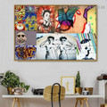 Colorful Beard Man Collage Bird Abstract Figure Graffiti Artwork Picture Canvas Print for Room Wall Décor