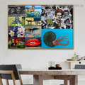 Red Lips Collage Botanical Abstract Figure Graffiti Artwork Photo Canvas Print for Room Wall Drape