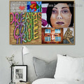Woman Face Collage Abstract Figure Typography Portrait Picture Canvas Print for Room Wall Décor