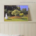 Jeanne Marguerite Lecadre in the Garden Oscar Claude Monet Botanical Figure Landscape Reproduction Artwork Picture Canvas Print for Room Wall Décor