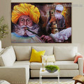 Traditional Rajasthani Musician Figure Music Portrait Image Canvas Print for Room Wall Ornament