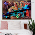 Traditional Village Women Botanical Figure Traditional Portrait Picture Canvas Print for Room Wall Adornment