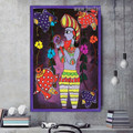 Madhubani Mithila Krishna Religious Figure Traditional Portrait Painting Canvas Print for Room Wall Flourish