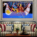 Radha Krishna Jodi Religious Figure Traditional Portrait Painting Canvas Print for Room Wall Garniture